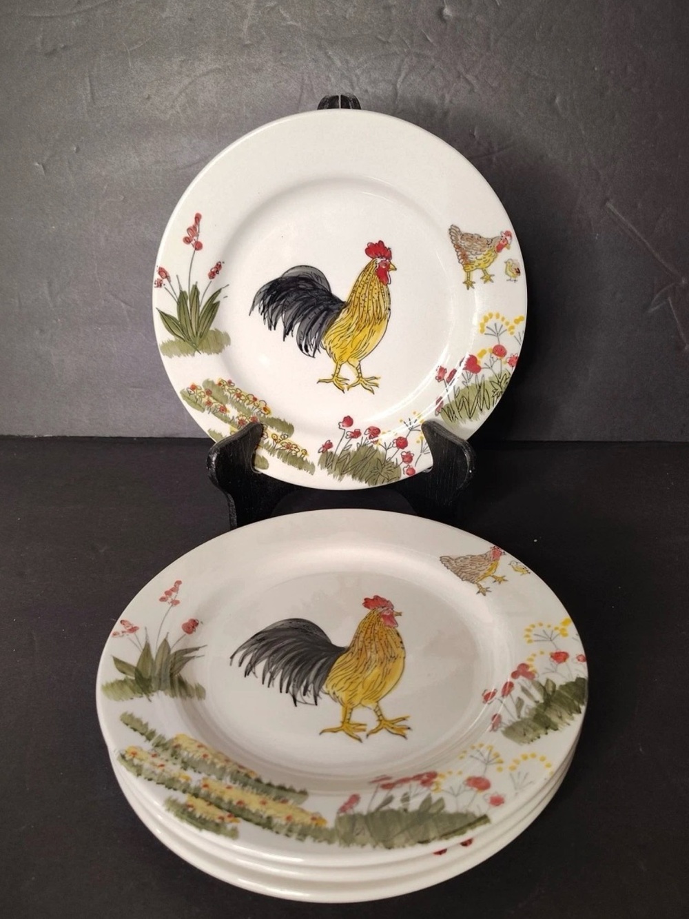 Paula Deen Southern Rooster Set Of 4 Luncheon Salad Dessert Plates